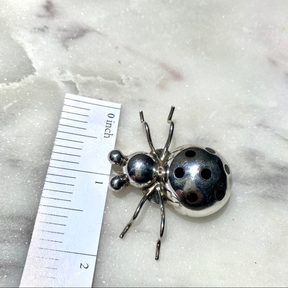 vintage Taxco Ladybug Brooch Large sterling silver 925 Mexico - Picture 7 of 7